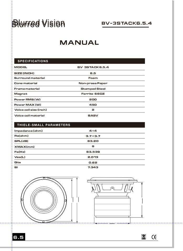 Blurred Vision Audio COMBO
4*BV-3STACK6.5.4 6.5
1*BV-800.1D Amplifier