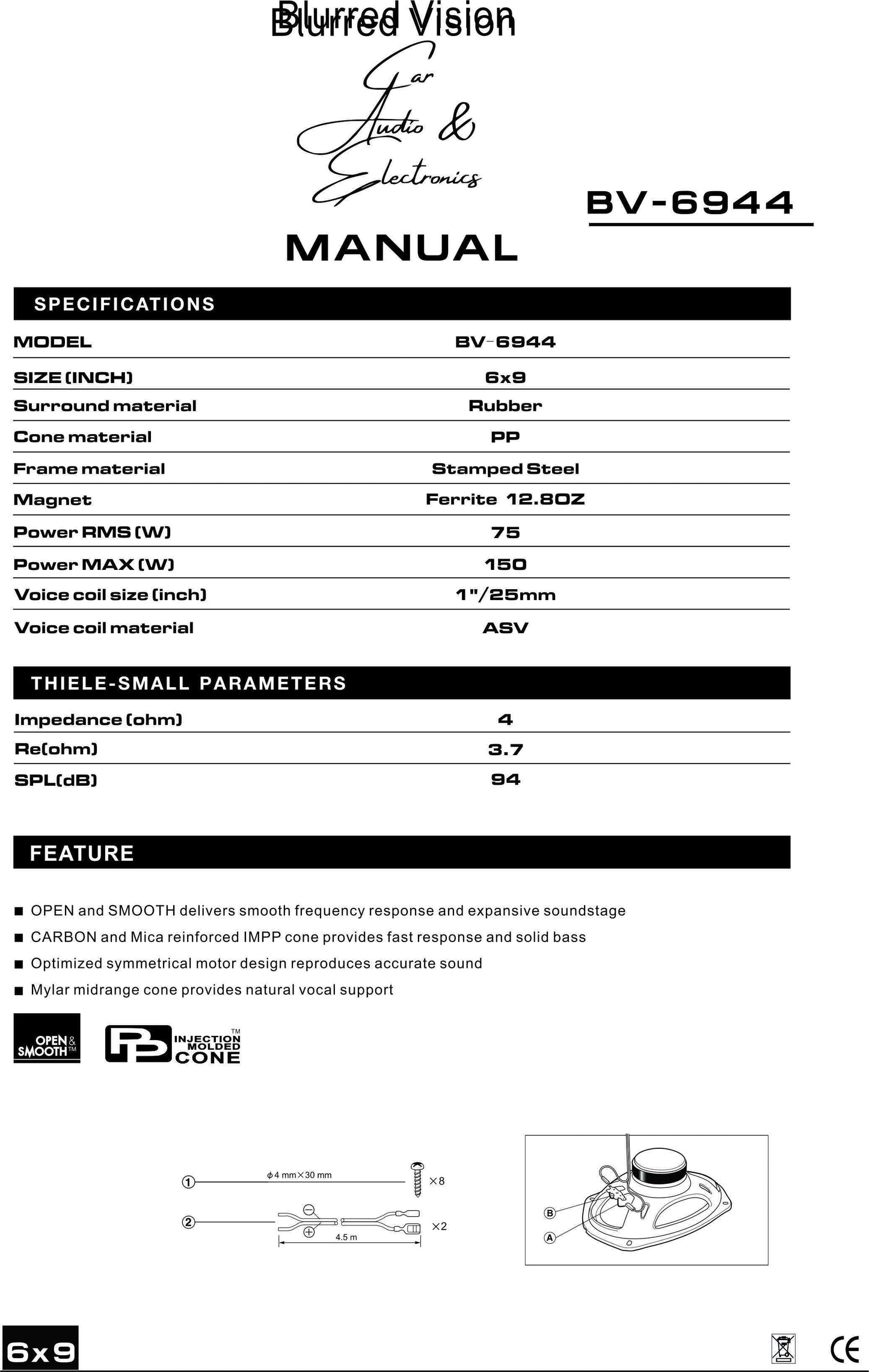4*Blurred Vision Audio BV-6944-4 way