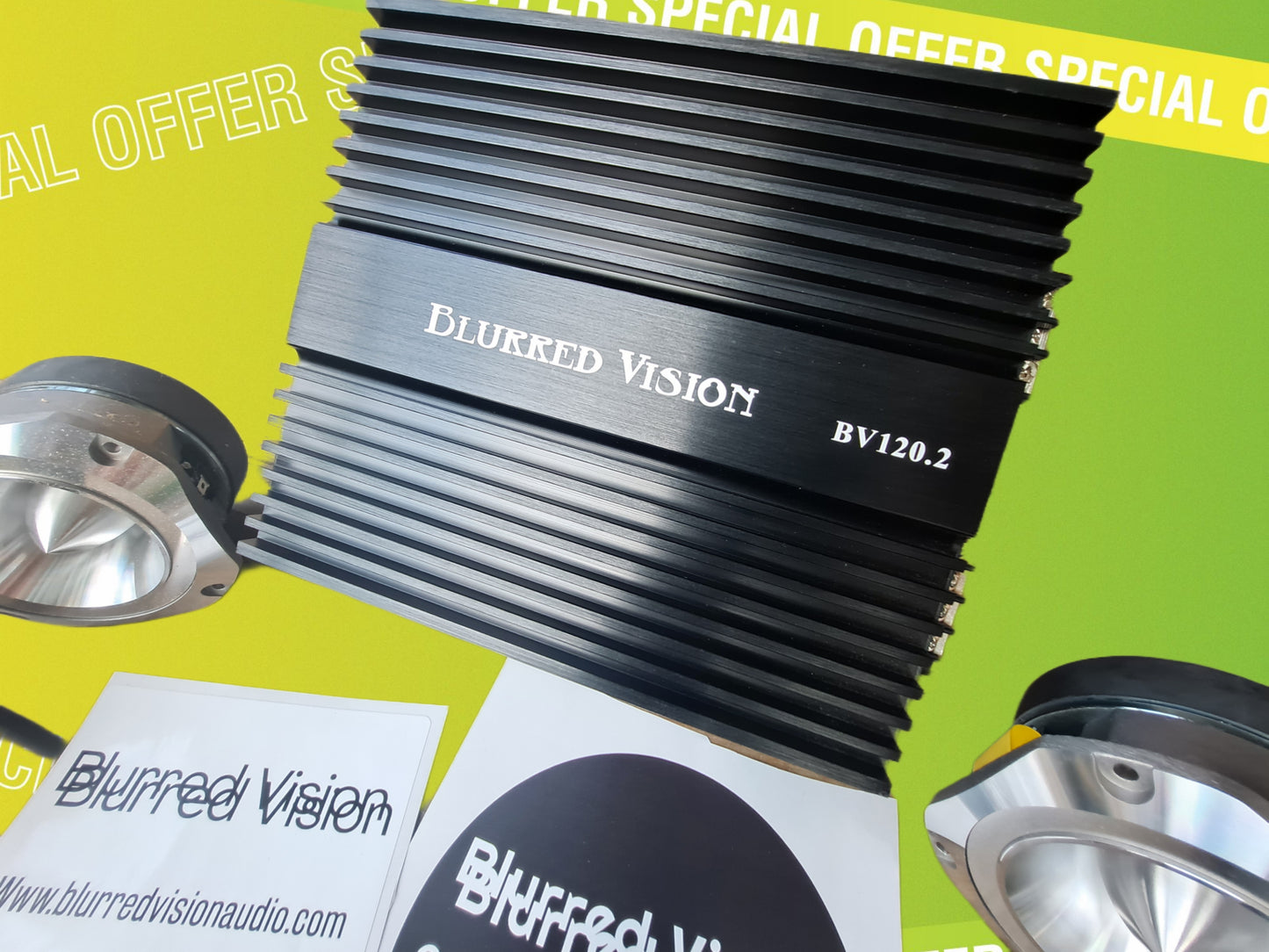 Blurred Vision Audio Loud PACK Bundle Pack (4) 4" Super Tweeters+ (1) Amplifier 120.2 Amplifier
