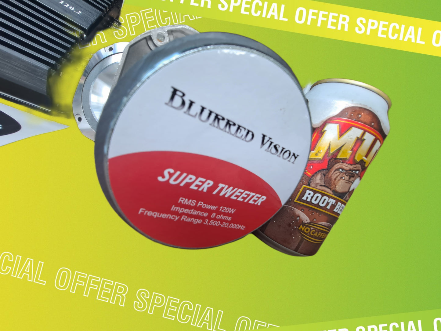 Blurred Vision Audio Loud PACK Bundle Pack (4) 4" Super Tweeters+ (1) Amplifier 120.2 Amplifier