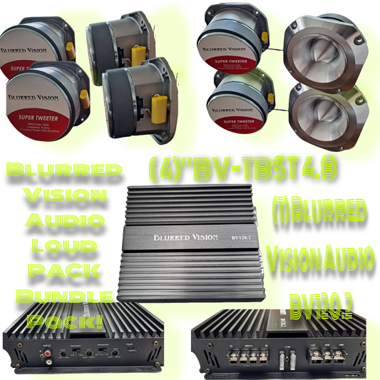 Blurred Vision Audio Loud PACK Bundle Pack (4) 4" Super Tweeters+ (1) Amplifier 120.2 Amplifier