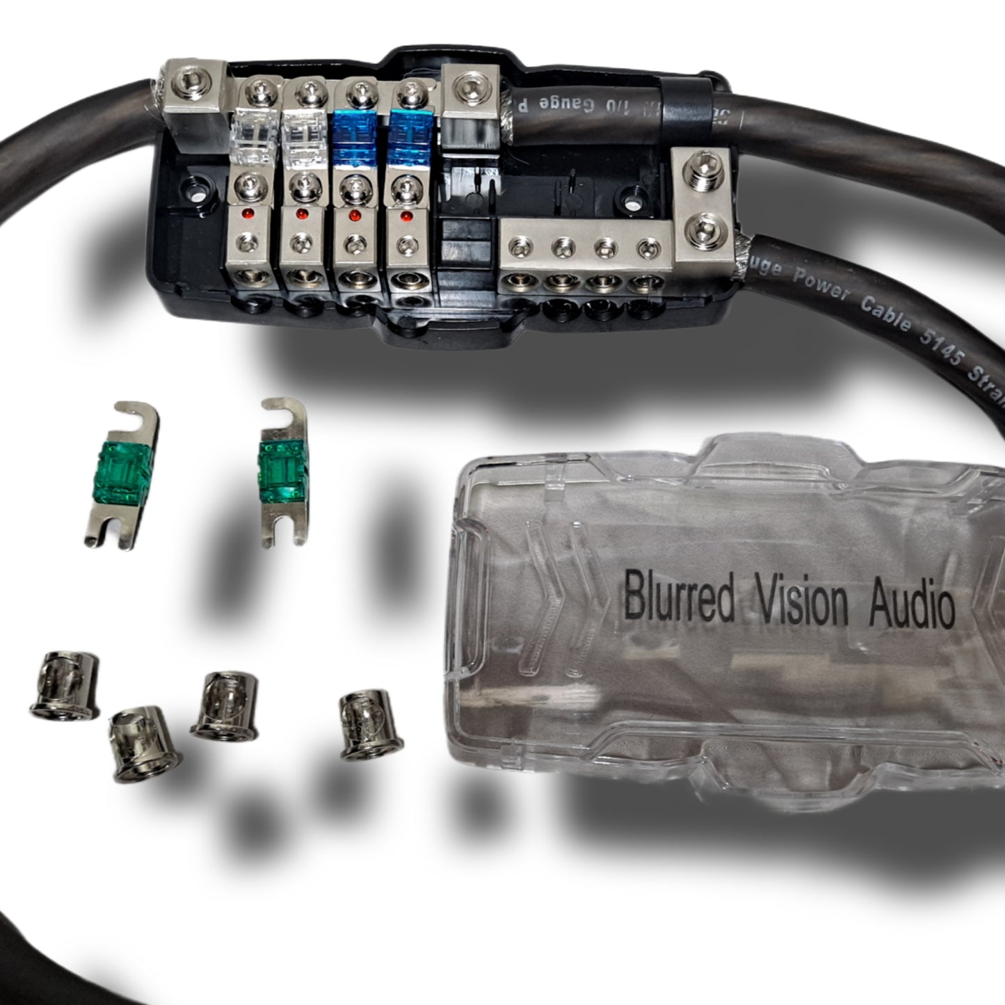 Blurred Vision Audio BV-PGDIS2WAY POWER & GROUND DISTRIBUTION BLOCK With 6 MINI ANL FUSES & HOLDER