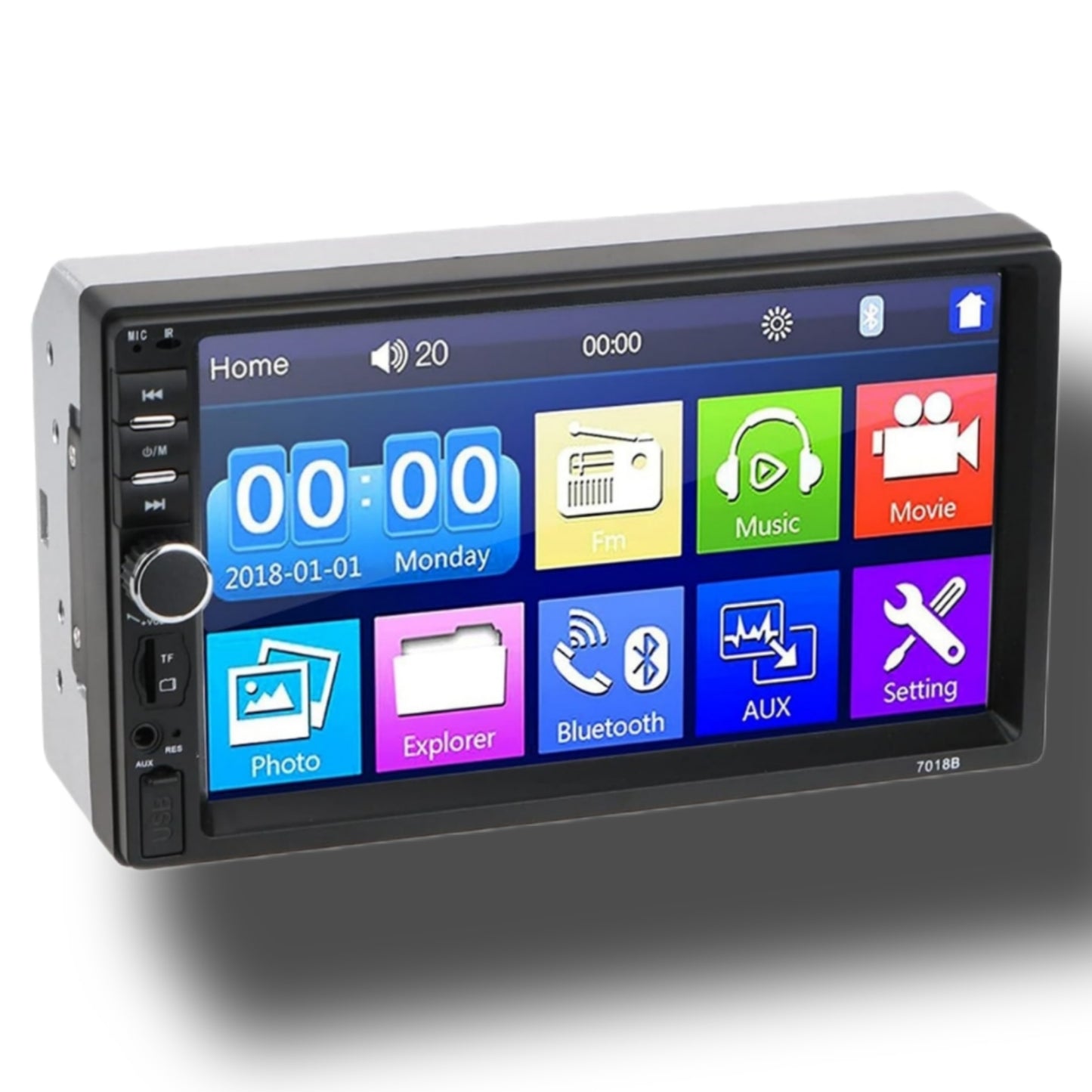 Blurred Vision BV-7018B Double Din in-Dash Head Unit Bluetooth Mirrorlink USB Auxiliary