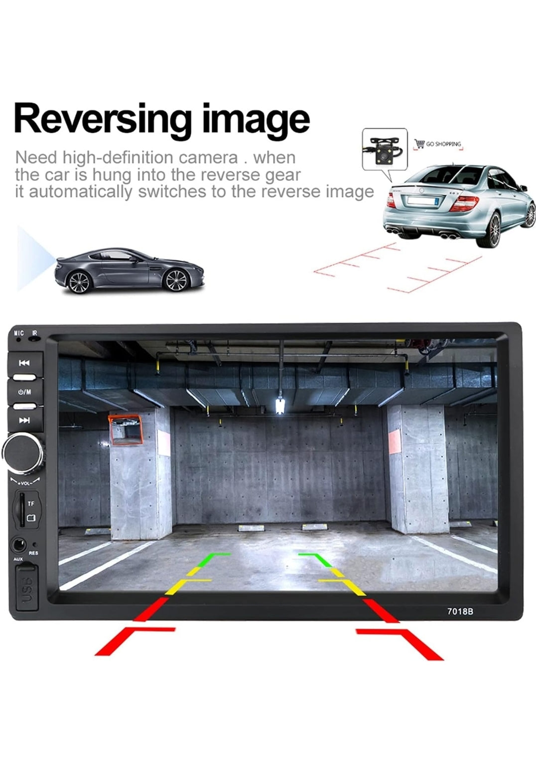 Blurred Vision BV-7018B Double Din in-Dash Head Unit Bluetooth Mirrorlink USB Auxiliary