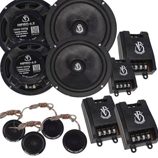 Blurred Vision Audio HIFISQ-6.5 2x Component Sets (2 Pack Package Deal-4 Speakers+4Tweeters +4 Crossovers)