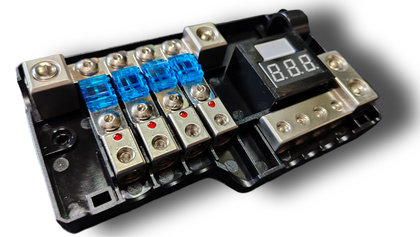 Blurred Vision Audio BVPROVM Fused Power Distribution Block with Digital Led Volt Meter