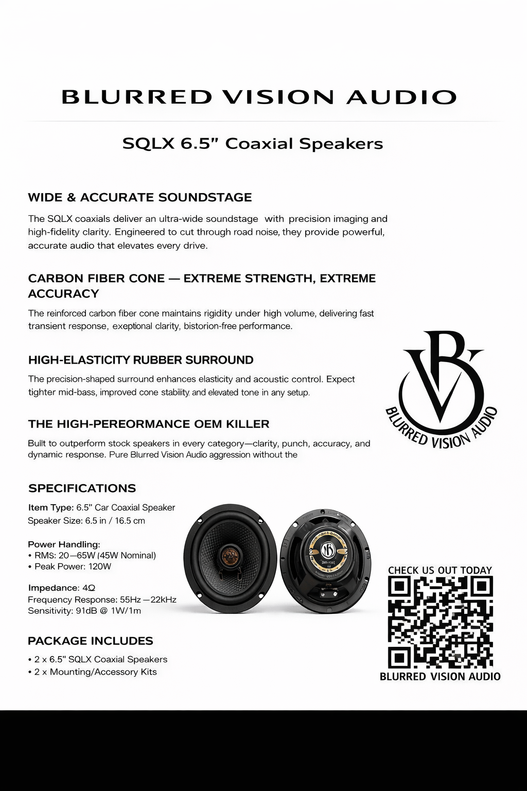 Blurred Vision Audio – 6.5" SQLX Coaxial Speakers