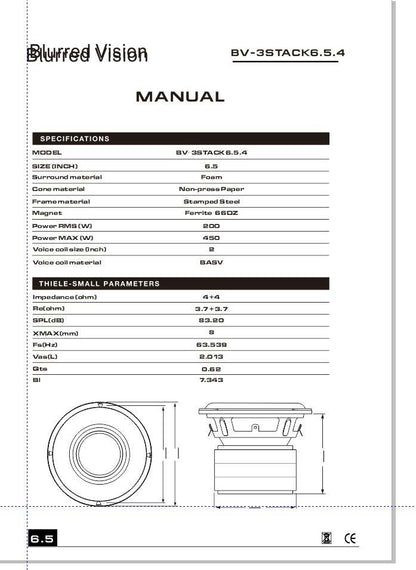 Blurred Vision Audio COMBO 
4*BV-3STACK6.5.4 6.5 
1*BV-800.1D Amplifier