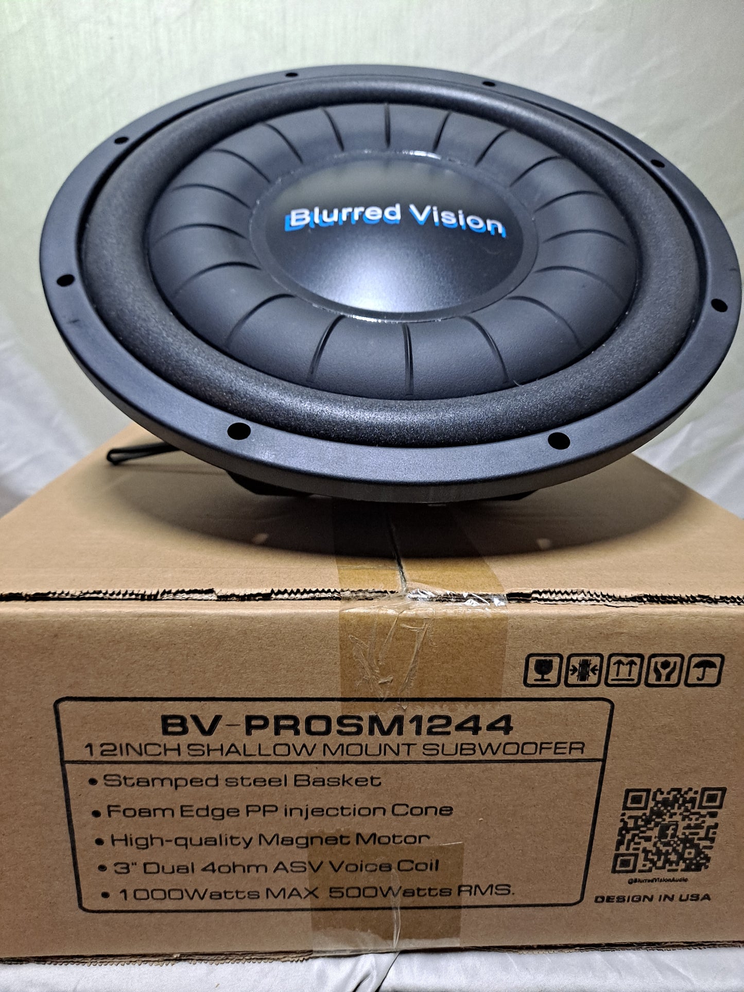 2*Blurred Vision Audio  BV-PROSM1244 Shallow Mount subwoofers 1* BV1500.1D AMPLIFIER