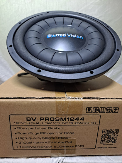 2*Blurred Vision Audio  BV-PROSM1244 Shallow Mount subwoofers 1* BV1500.1D AMPLIFIER