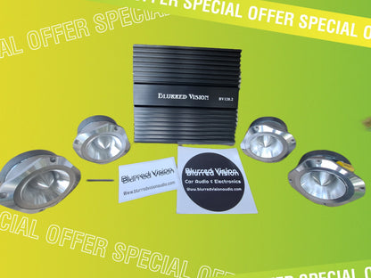 Blurred Vision Audio Loud PACK Bundle Pack (4) 4" Super Tweeters+ (1) Amplifier 120.2 Amplifier