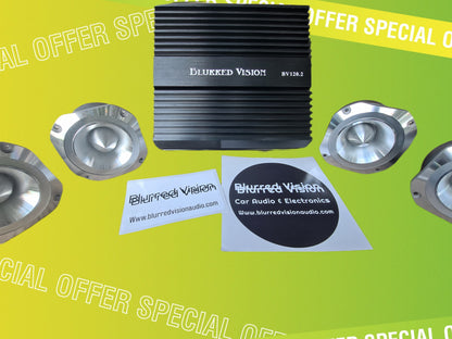 Blurred Vision Audio Loud PACK Bundle Pack (4) 4" Super Tweeters+ (1) Amplifier 120.2 Amplifier