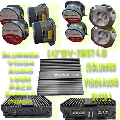 Blurred Vision Audio Loud PACK Bundle Pack (4) 4" Super Tweeters+ (1) Amplifier 120.2 Amplifier