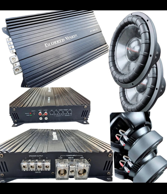 Blurred Vision Audio Bundle Pack 2x12s Dual 4 ohm with 2000 Amplifier