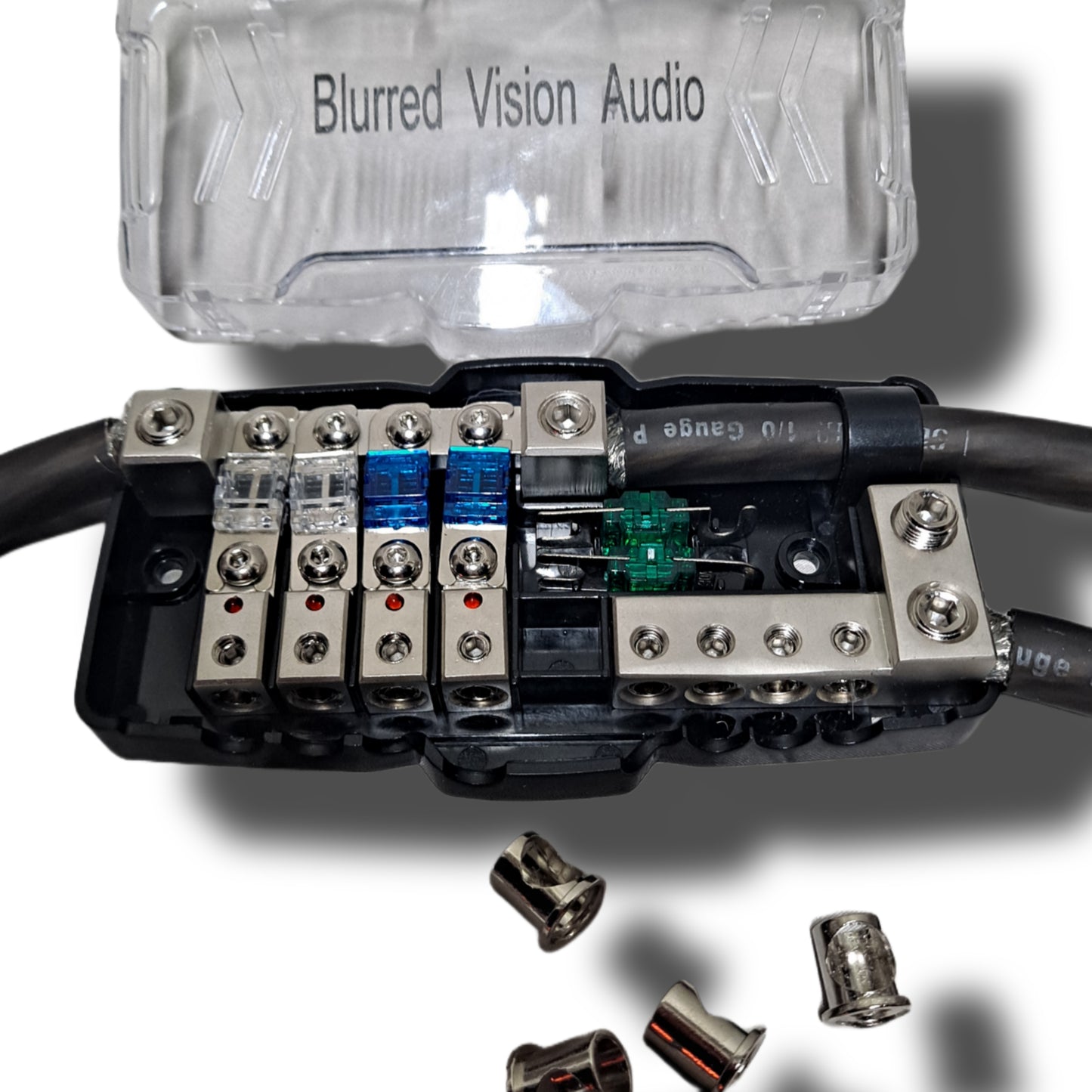 Blurred Vision Audio BV-PGDIS2WAY POWER & GROUND DISTRIBUTION BLOCK With 6 MINI ANL FUSES & HOLDER