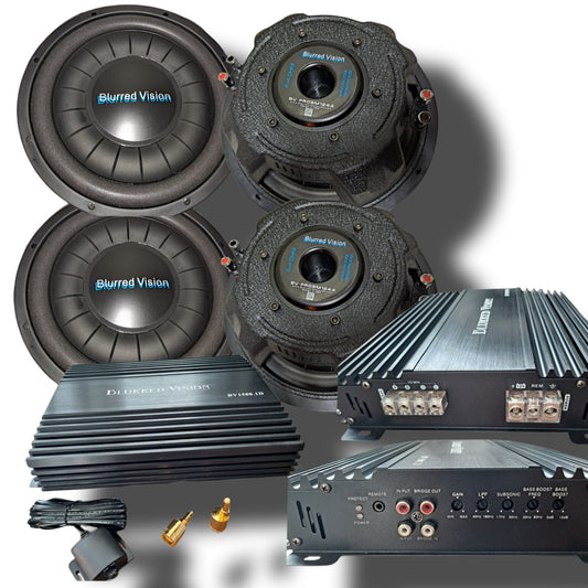 2*Blurred Vision Audio  BV-PROSM1244 Shallow Mount subwoofers 1* BV1500.1D AMPLIFIER