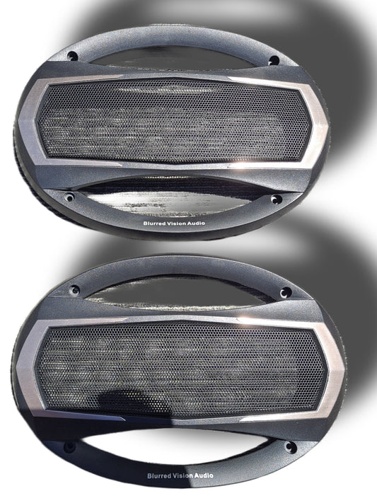 2* Blurred Vision Audio Universal 6x9"Speaker Coaxial Component Protective Grills Covers Pair