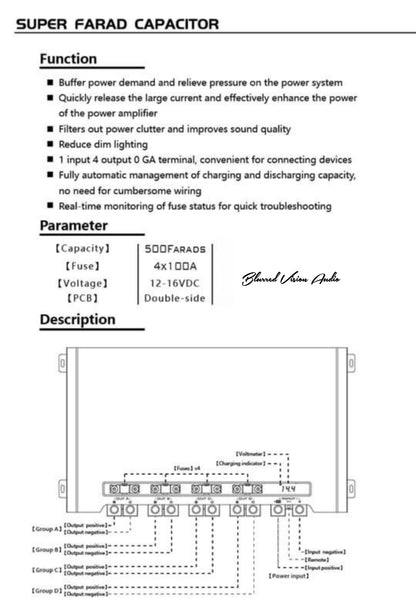 Blurred Vision Audio T-500F1.3 Super Capacitor Bank (4-5K Watts)