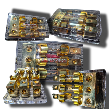 Blurred Vision Audio 3 Position Fuse 4/8 Gauge Distribution Block 3in 3out
