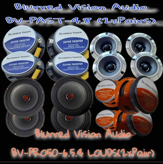 Blurred Vision Audio 4X 6.5 4X SUPER TWEETERS Package Deal