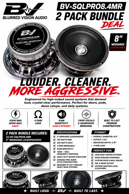 Blurred Vision Audio BV-SQLPRO8.4MR – 8” Midrange Loudspeakers (Sold In Pairs)