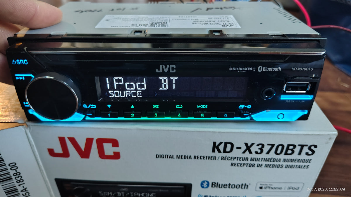 JVC KD-X370BTS 1 DIN Digital Media Receiver Bluetooth USB SiriusXM Tested ✅