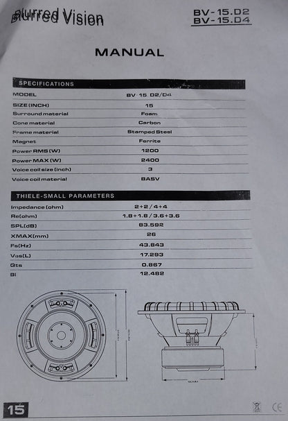 Blurred Vision Audio KNOCKOUT SERIES 15" (D4)