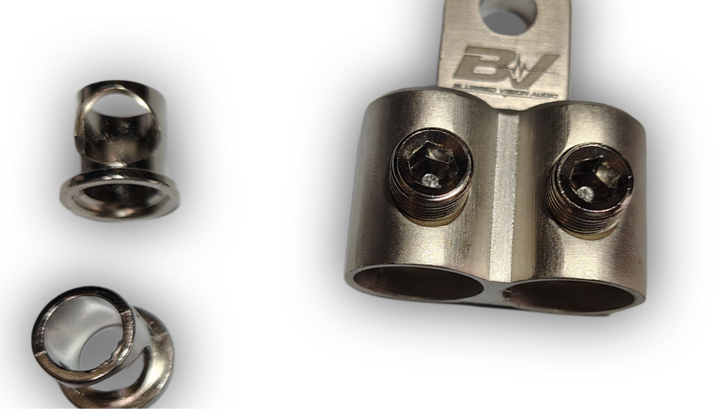 Blurred Vision Audio BV-ALT2X1/0
2-Pack Alternator Distribution Power/Ground Block + 4 Heat Shrinks Included