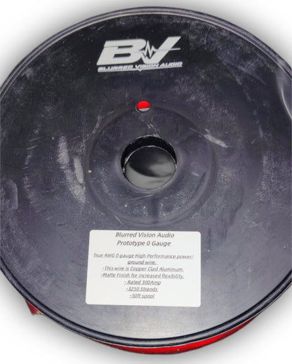 Blurred Vision Audio 0 Gauge 50 Feet Power/Ground Battery Wire Cables (RED)(Prototype)With 6 Copper Terminals