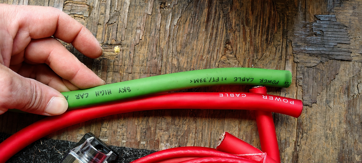 Blurred Vision Audio 0 Gauge 50 Feet Power/Ground Battery Wire Cables (RED)(Prototype)With 6 Copper Terminals