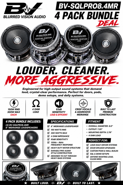Blurred Vision Audio BV-SQLPRO8.4MR – 4 PACK BUNDLE DEAL