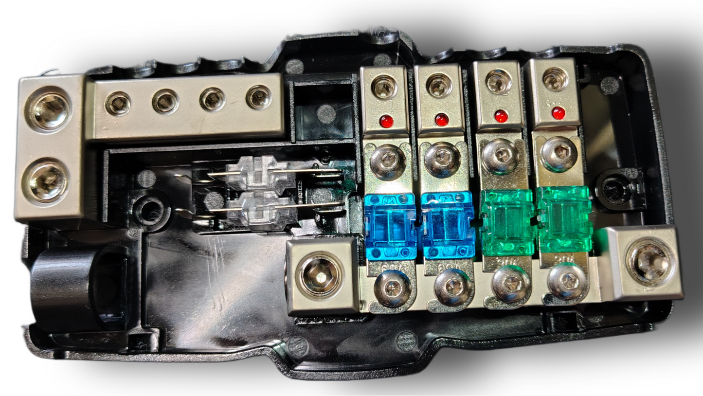 Blurred Vision Audio BV-PGDISTRO POWER & GROUND DISTRIBUTION BLOCK With 6 MINI ANL FUSES & HOLDER