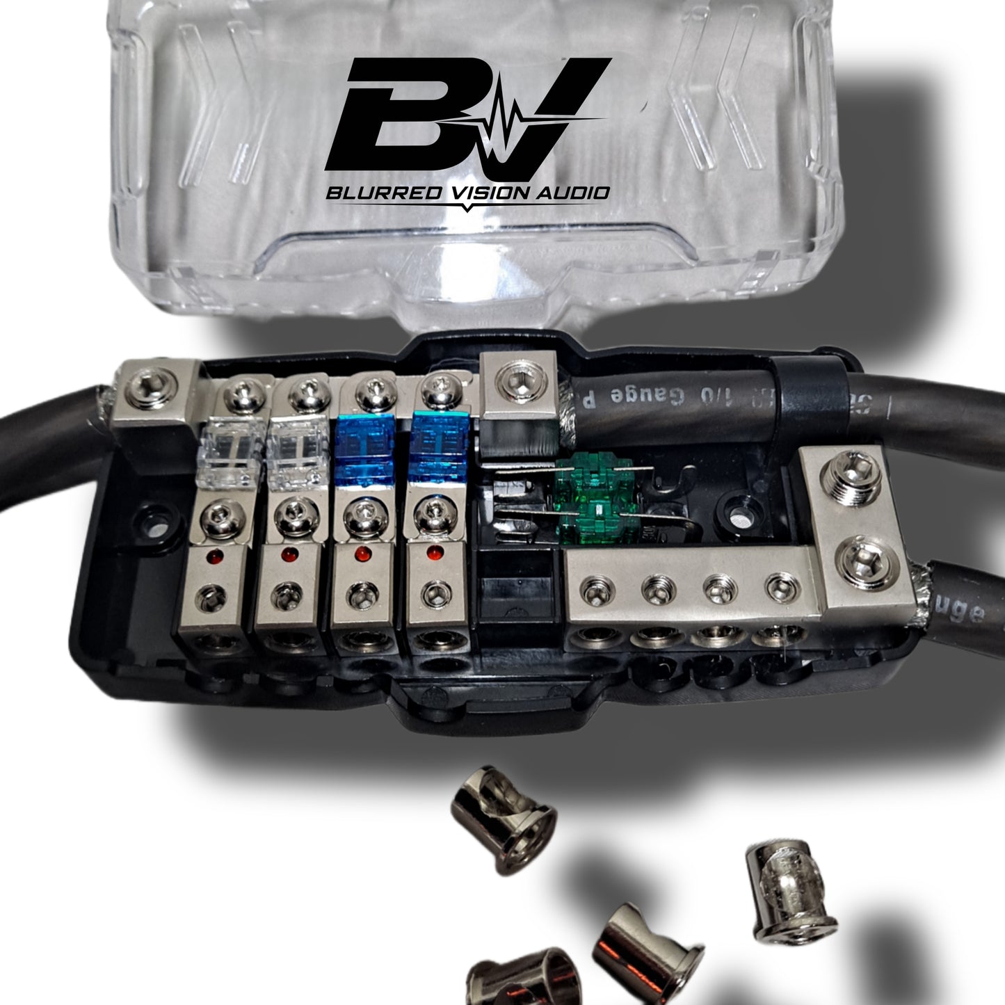 Blurred Vision Audio BV-PGDISTRO POWER & GROUND DISTRIBUTION BLOCK With 6 MINI ANL FUSES & HOLDER