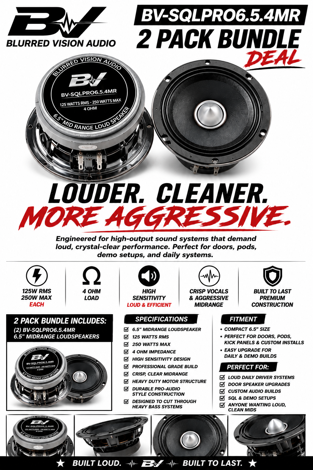 Blurred Vision Audio BV-SQLPRO6.5.4MR – 6.5” Midrange Loudspeakers (Sold In Pairs)