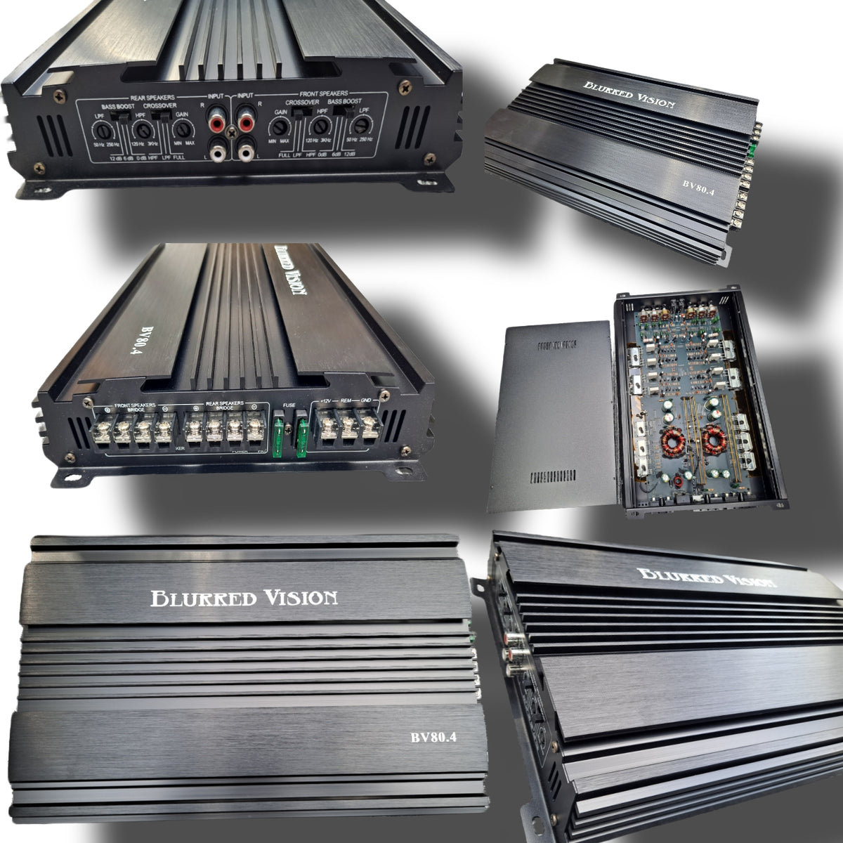 BLURRED VISION AUDIO — COMPLETE 4-SPEAKERS+ 4 TWEETERS+ 4 CROSSOVERS COMPONENT SYSTEM + 80.4 AMPLIFIER PACKAGE