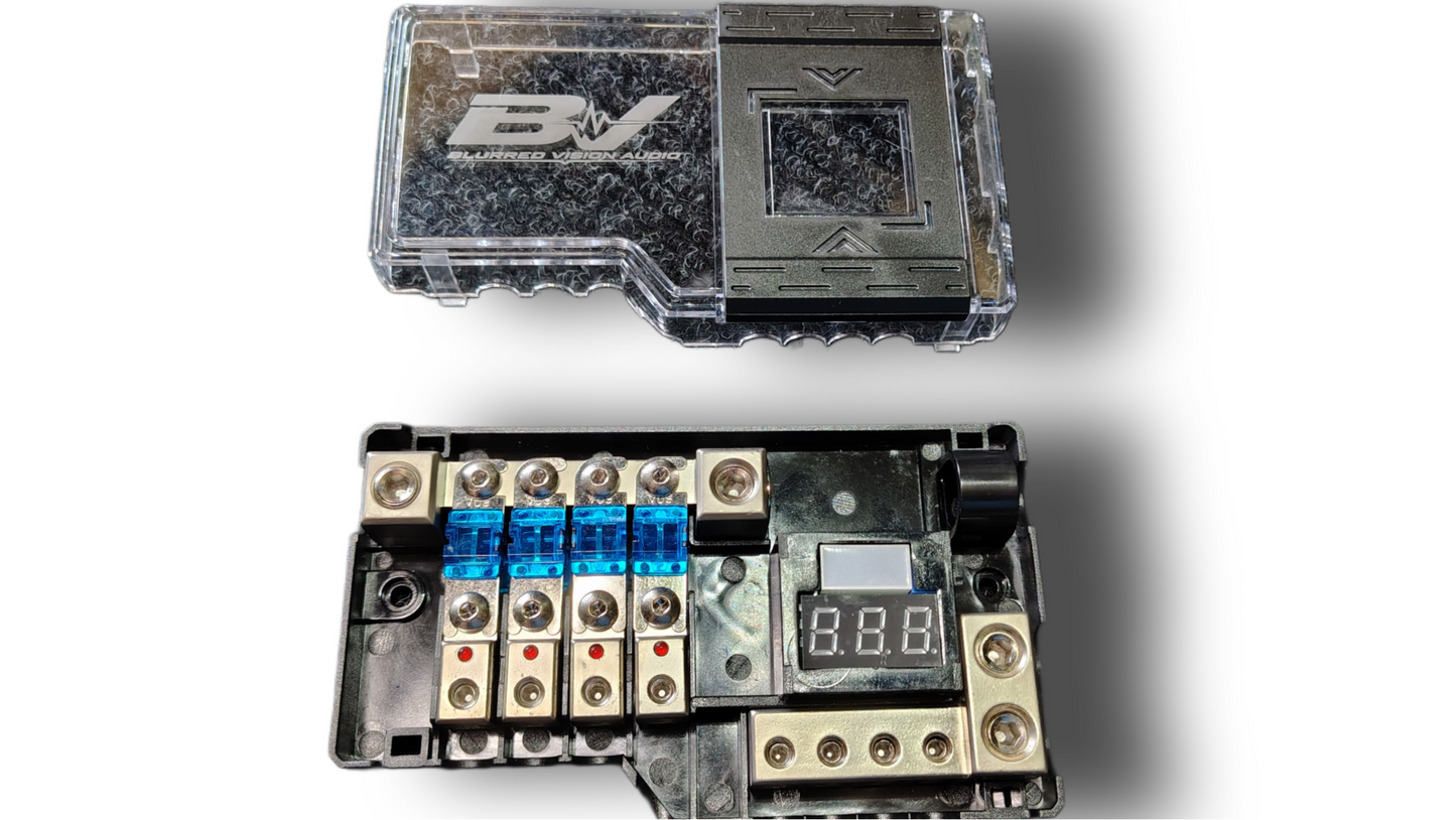 Blurred Vision Audio BVPROVM Fused Power Distribution Block with Digital Led Volt Meter