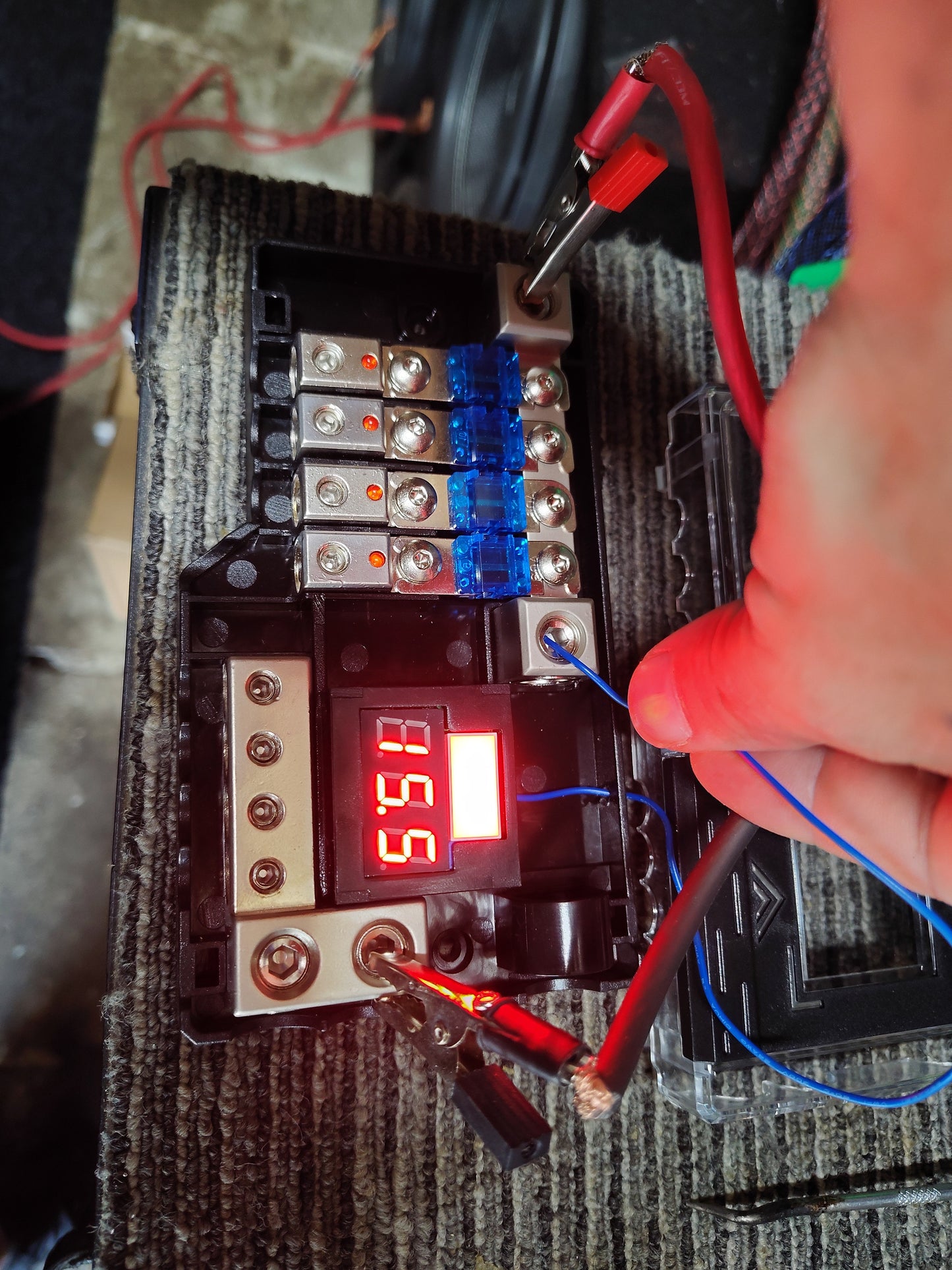 Blurred Vision Audio BVPROVM Fused Power Distribution Block with Digital Led Volt Meter