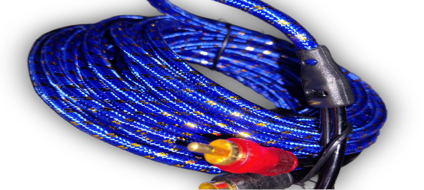 Blurred Vision Audio BVGBRCA – 17ft Premium Ofc 2-Channel RCA Interconnect Cable(Blue)