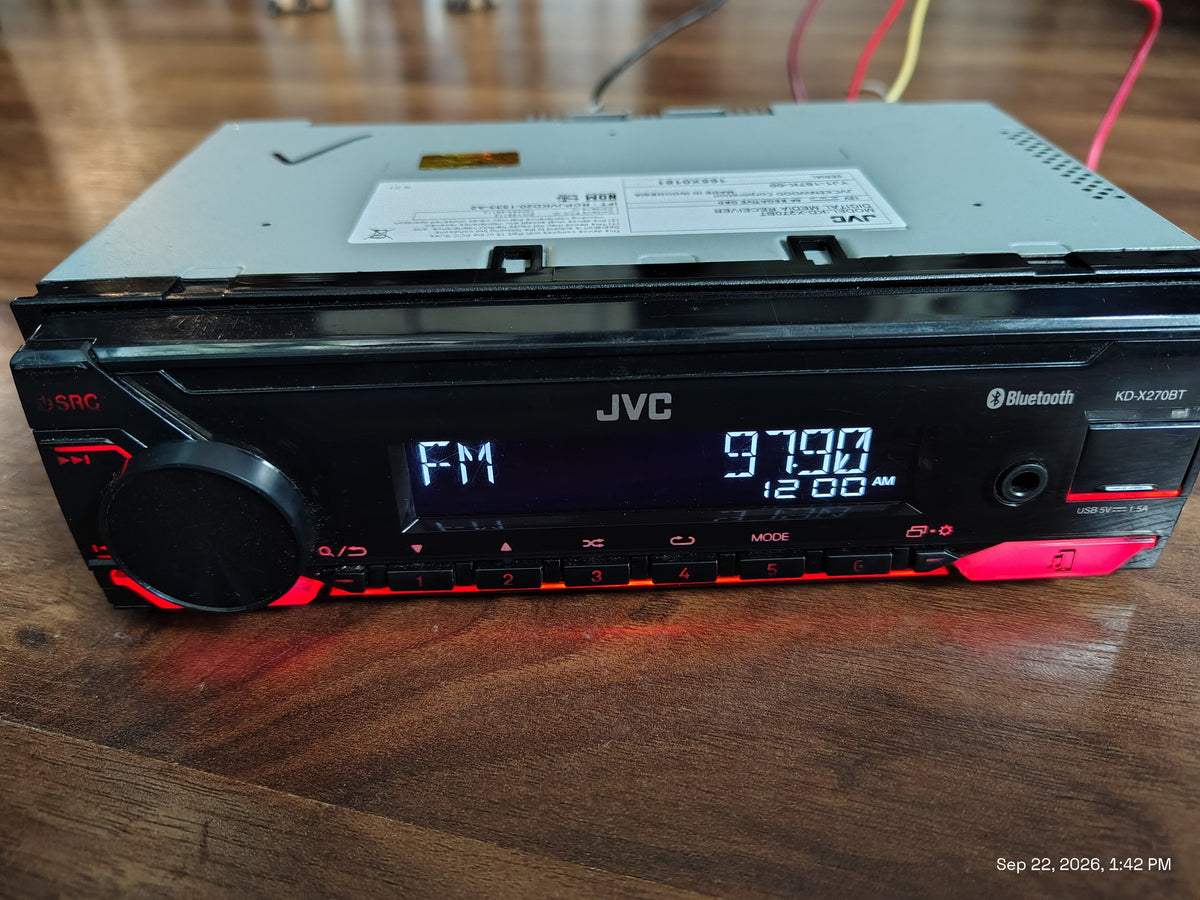 JVC KD-X270BT 1 DIN Digital Media Receiver No CD Bluetooth USB AUX Tested ✅