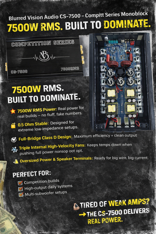 Blurred Vision Audio CS-7500 Competition Series Monoblock Amplifier (7500RMS) 0.5 Ohm