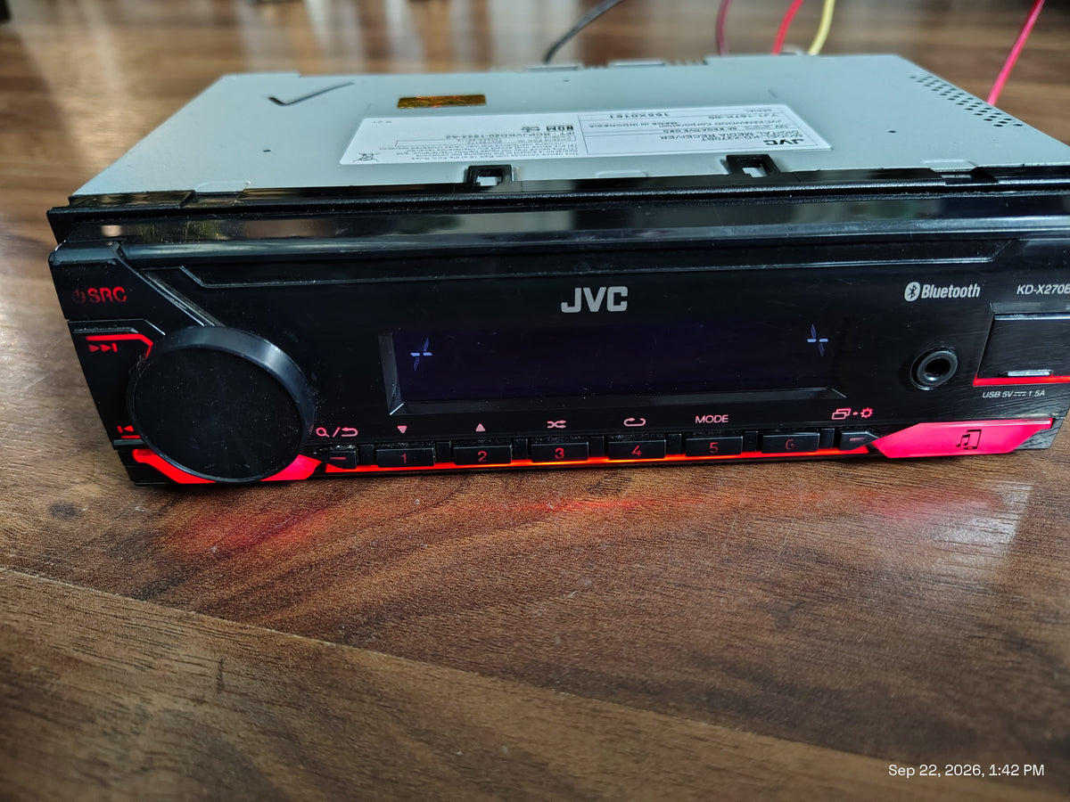 JVC KD-X270BT 1 DIN Digital Media Receiver No CD Bluetooth USB AUX Tested ✅