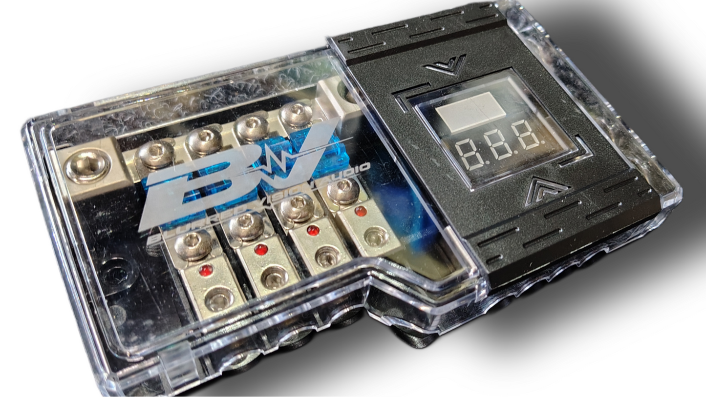 Blurred Vision Audio BVPROVM Fused Power Distribution Block with Digital Led Volt Meter