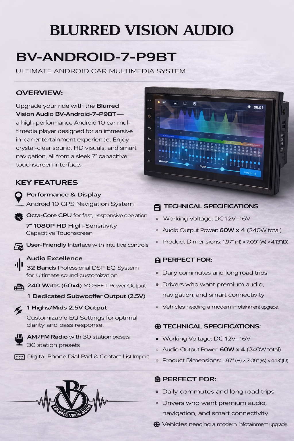 Blurred Vision Audio Bv-Android-7-P9BT