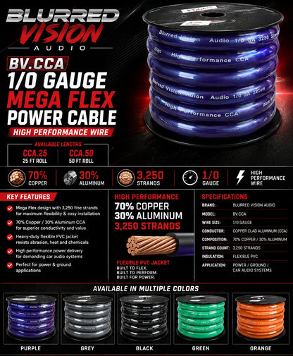 BLURRED VISION AUDIO

BV.CCA ULTRA FLEX 1/0 GAUGE  POWER/Ground CABLE