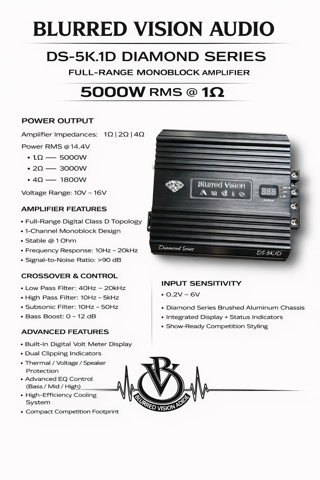 Blurred Vision Audio Diamond Series DS-5K.1D (5000RMS) 1 Ohm