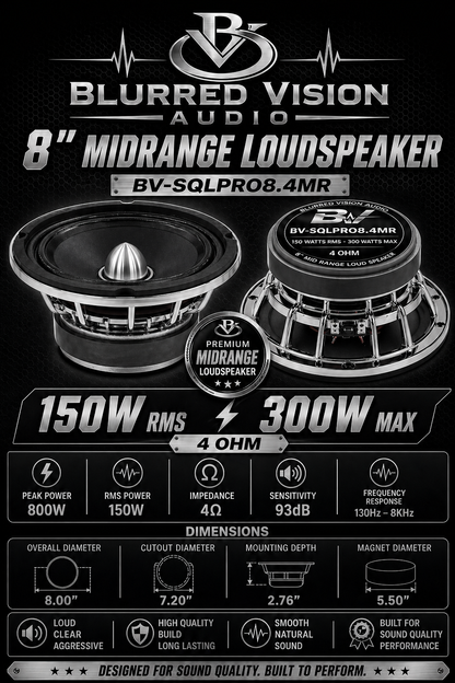 Blurred Vision Audio BV-SQLPRO8.4MR – 8” Midrange Loudspeakers (Sold In Pairs)