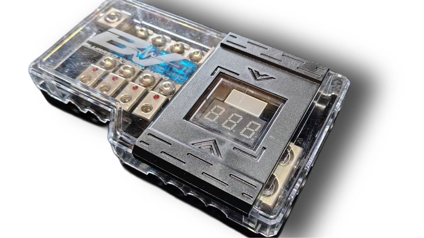 Blurred Vision Audio BVPROVM Fused Power Distribution Block with Digital Led Volt Meter