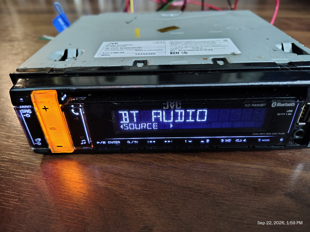JVC KD-R890BT In-Dash 1-DIN CD/MP3 Stereo Receiver with Streaming DJ, Tested ✅