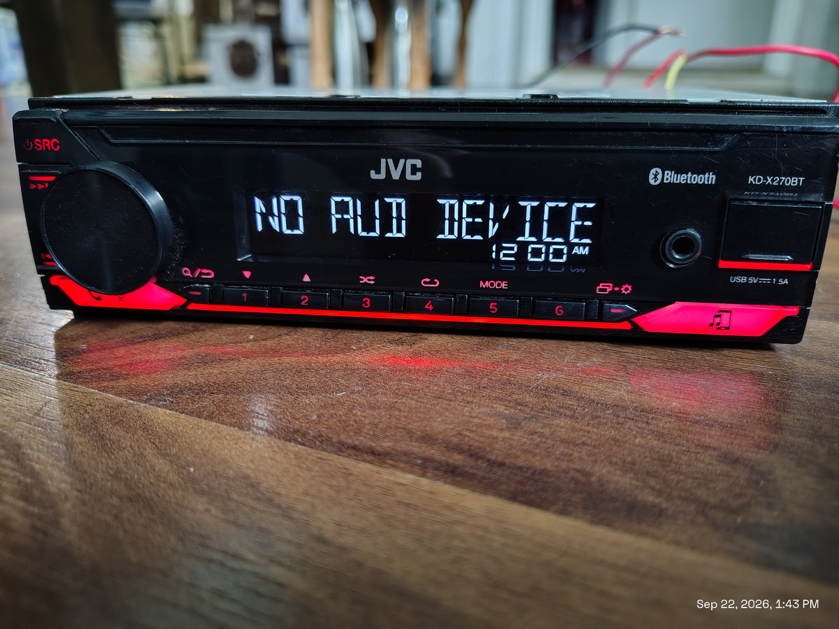 JVC KD-X270BT 1 DIN Digital Media Receiver No CD Bluetooth USB AUX Tested ✅