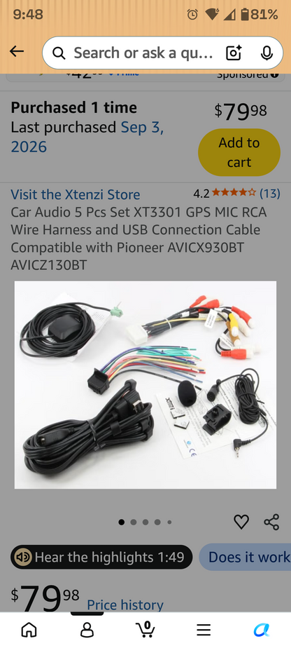 Pioneer AVIC-X930BT Navigation AV Receiver DVD Player Brand New Wiring Tested ✅